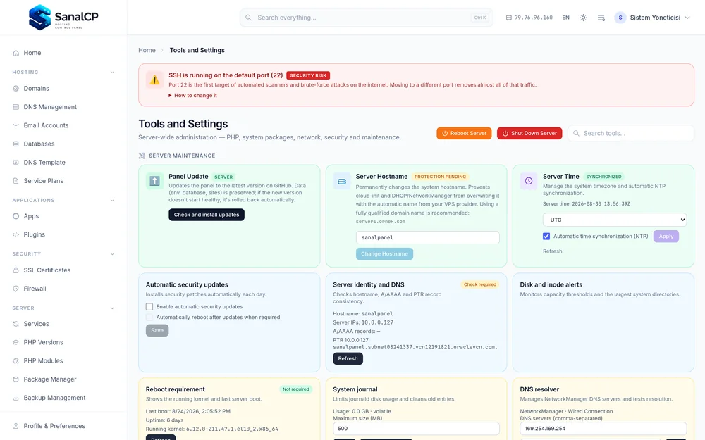 SanalCP — tools and settings